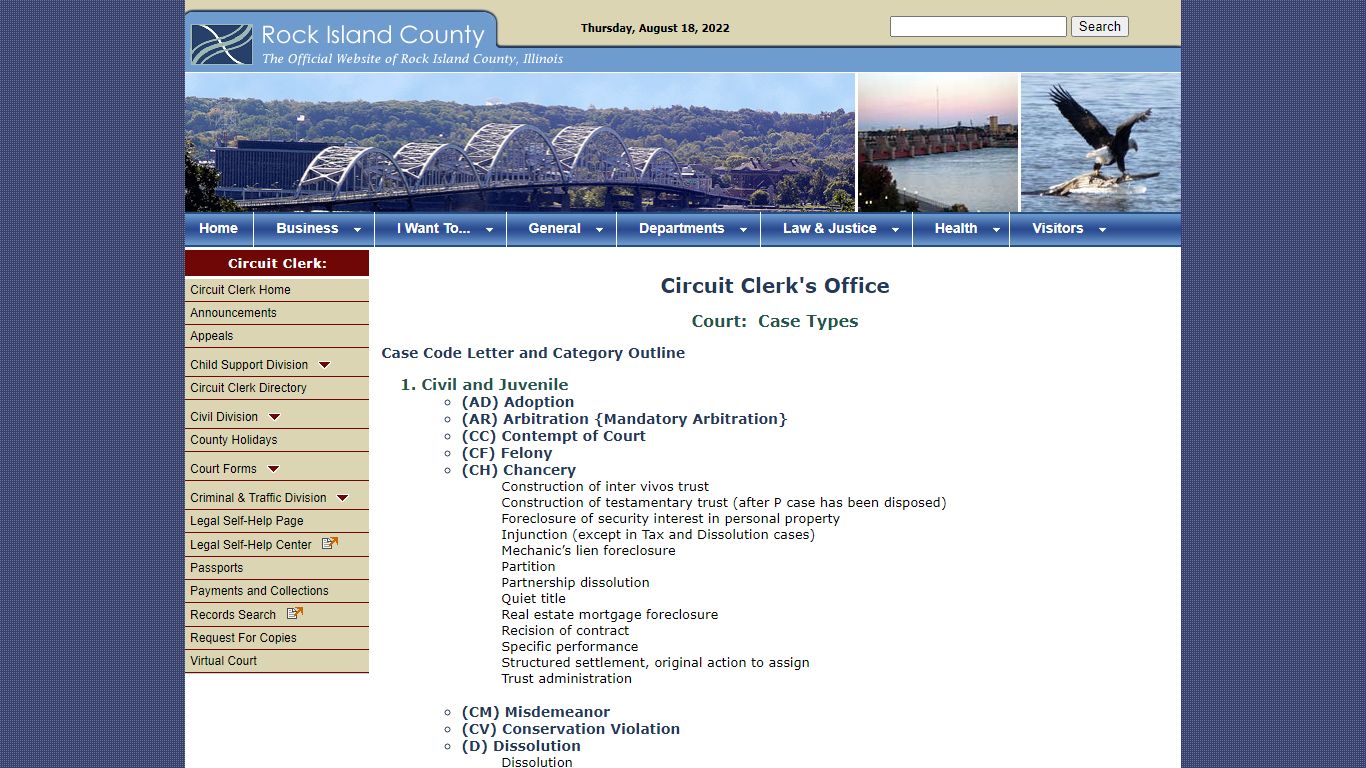 Rock Island County Circuit Clerk - Court Case Types